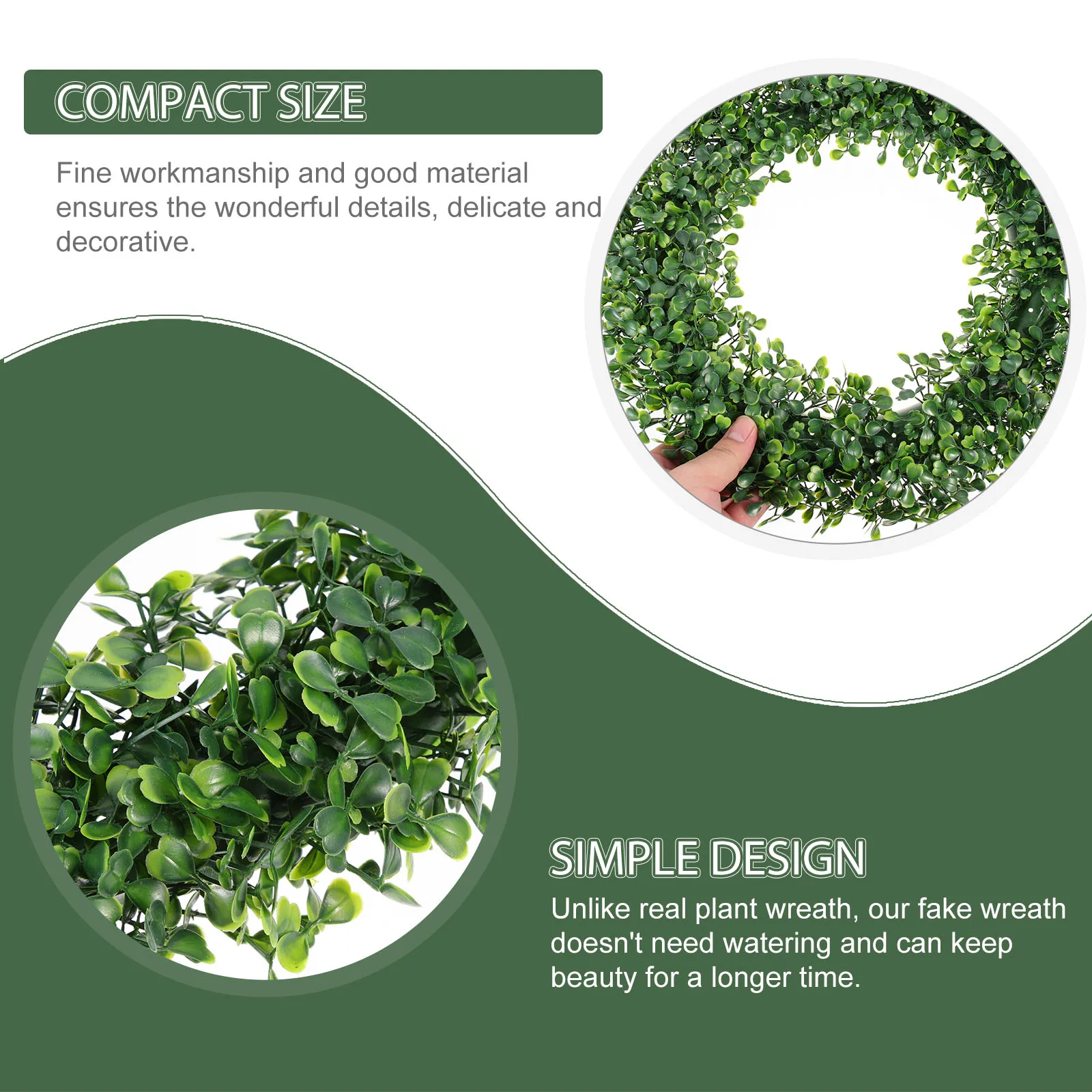 

Green Leaf Wreath Fine Workmanship Fake Wreath Home Decoration No Maintenance Front Door Adornment Artificial Hanging Plants