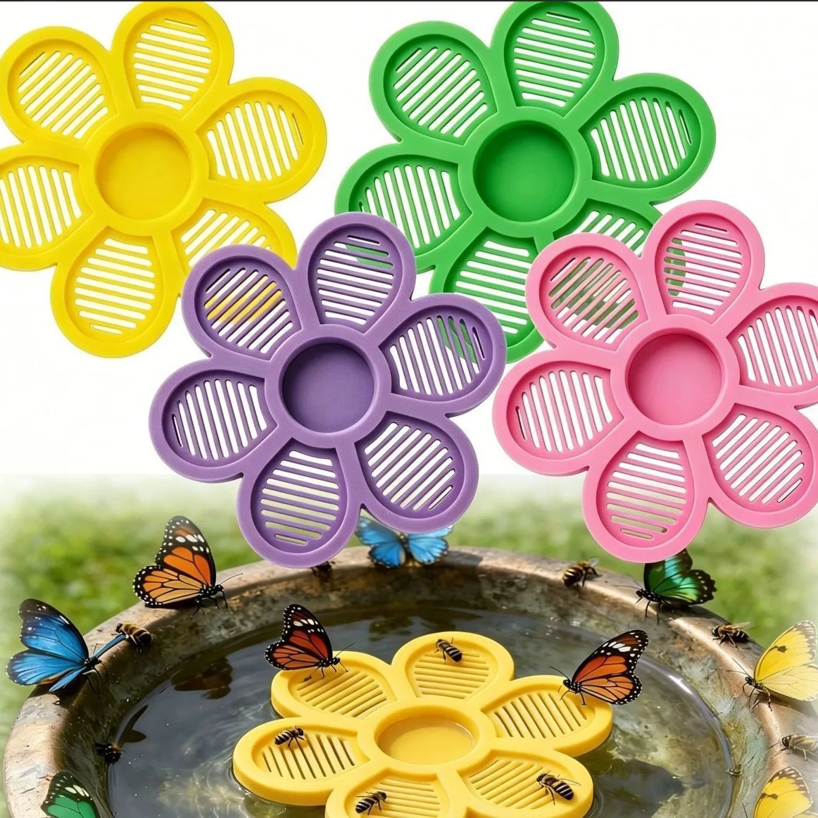 Estación de alimentación flotante para abejas, de alta resistencia, con forma de flor, para jardín, estanque, fuente, patio trasero, para mariposas