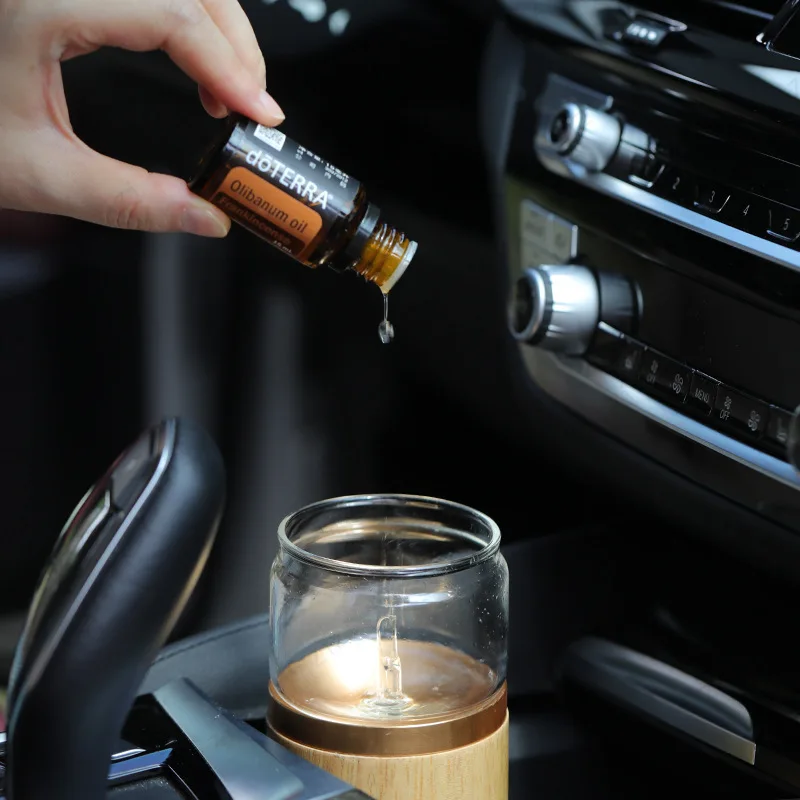 Water Cup Type Waterless Pure Essential Oil Atomization Diffuser Car Mounted Solid Wood Material Silent Aromatherapy Machine