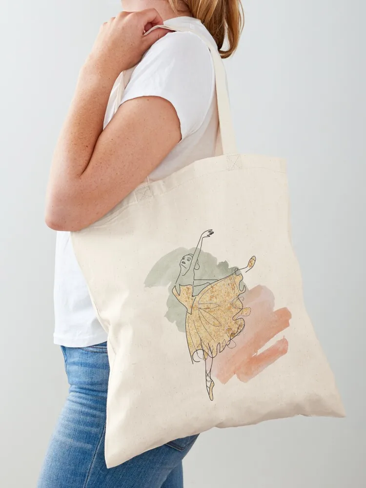 

Watercolor Ballerina Line Art on Glitter dress Tote Bag canvas tote bag sac pour femme Lady bags sacs de shopping