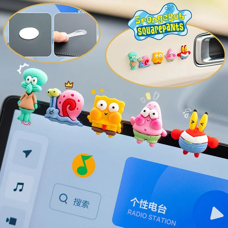 SpongeBob Car Accessories Ornaments Cartoon Car Center Console Display Screen Small Ornaments Cute Anime Car Interior Supplies