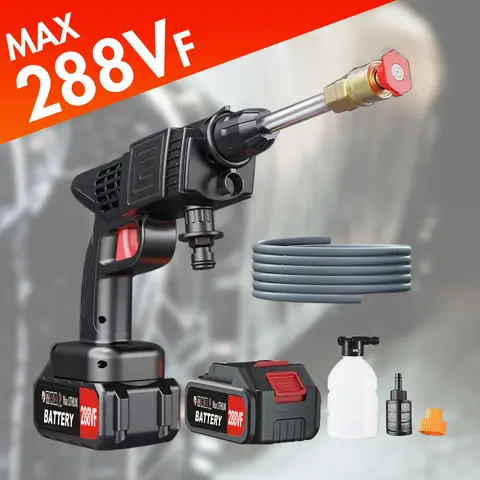 Portable Cordless Car High Pressure Washer Water Wash Cleaner Gun 26bar With 2Pcs 1200mah Battery