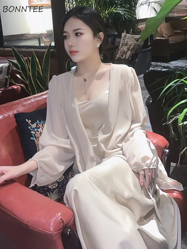 

Lantern Sleeve Jackets Women Loose Sun-proof Gentle Thin Breathable Outwear Chinese Style Soft Simple Temper Chic Куртка Женская