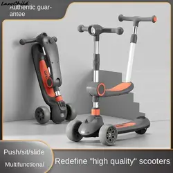 Children's Scooter 2-3-6-12 Years Old Can Sit Slide Music Light Seat Foldable Detachable For Both Boys And Girls