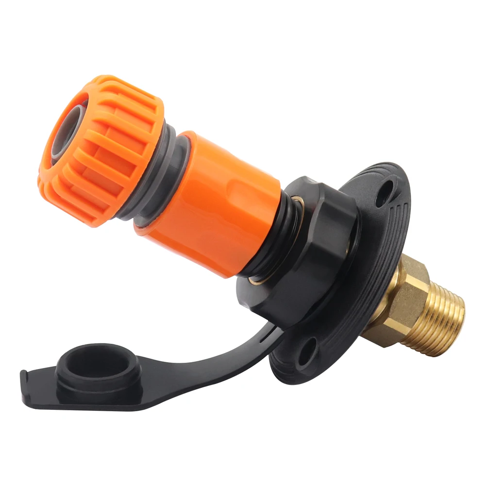 RV Water Inlet 3/4 NH Female To 1/2 NPT Male RV City Water Fill Inlet RV Water Hose Connector for Travel Trailers and RVs