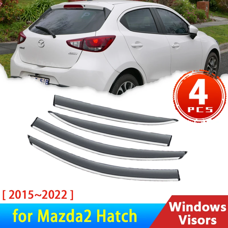 

4х дефлекторы для Mazda2 DJ Крышка 2015 ~ 2022 2019 2020 аксессуары для автомобиля Windowa козырек защита от дождя для бровей автомобильный защитный чехол