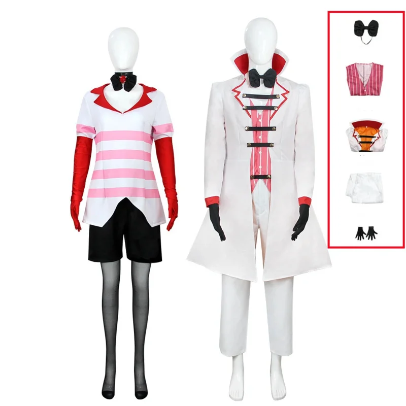 Anime Lucifer Cosplay Hazbin Cartoon Mantel Weste Fliege Kostüm Outfits Jungen Männer Erwachsene Halloween Karneval Party Verkleidung Rollenspiel