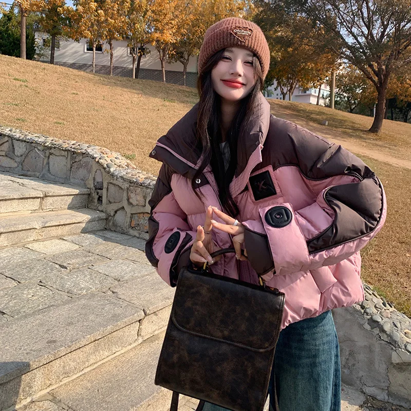 

Women's ort Thiened Cotton Jaet Winter Warm Outerwear Loose Faionable Design Korean Sle Knitted Coat 2024 New Arrival