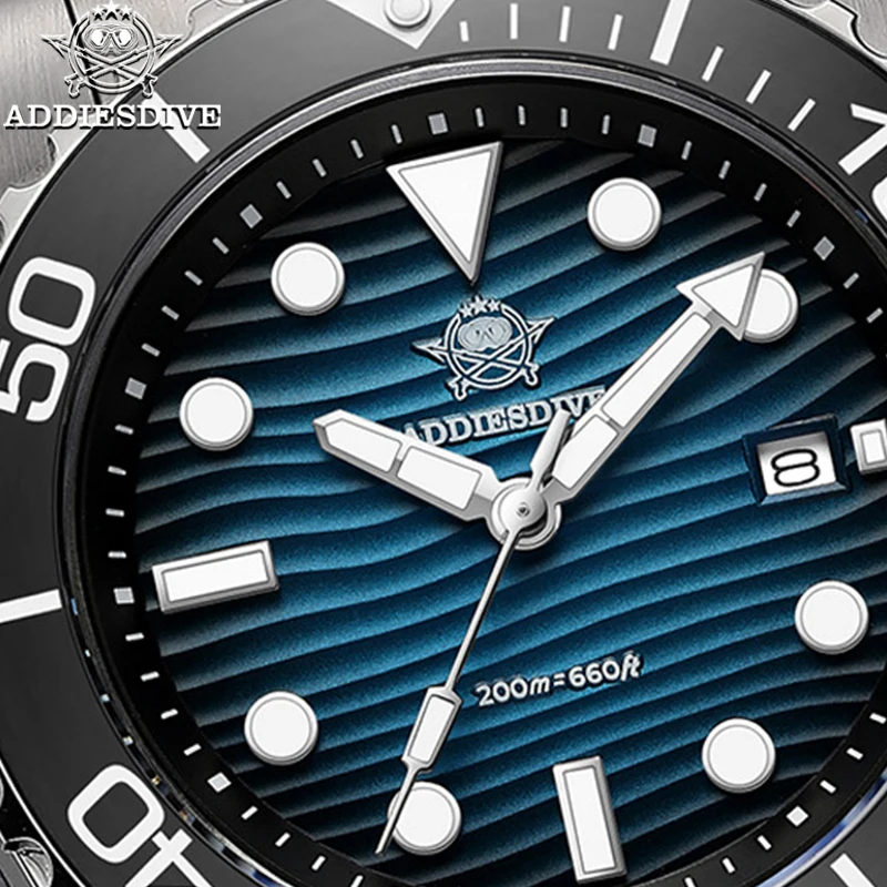 ADDIESDIVE Japan 2115 Men Quartz Watch 41mm Luminous 200m Waterproof Wristwatch AD2537 Stainless Steel Fashion Luxury Watch New
