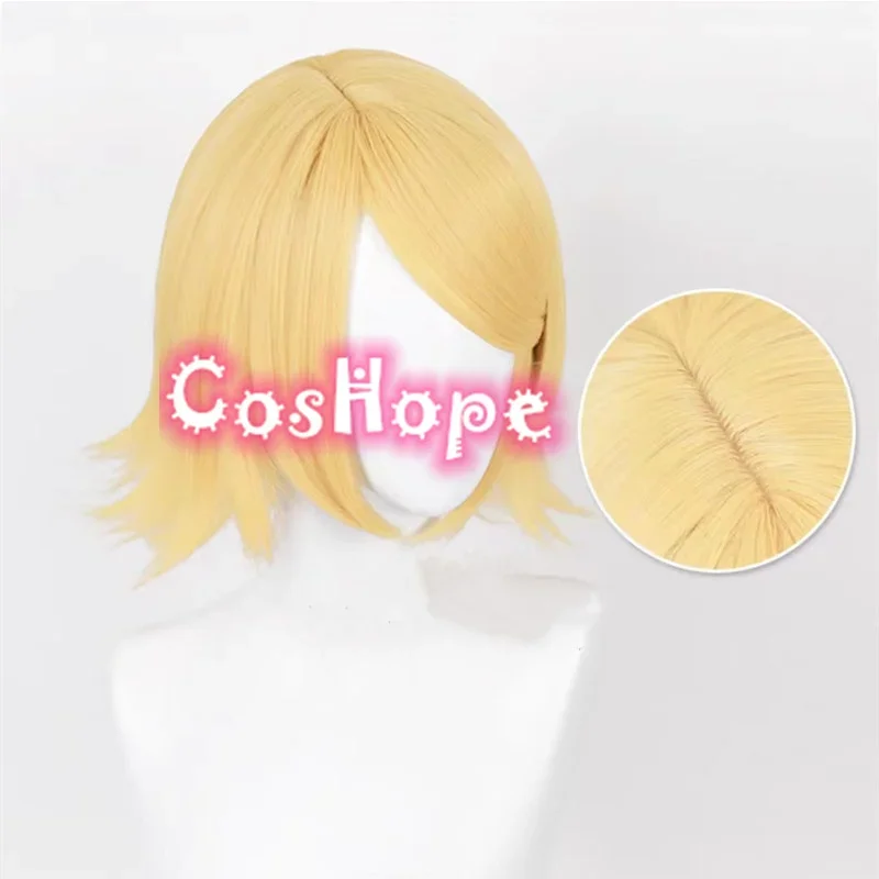 Rin Len Cosplay Wig Short Wig Light Yellow Wig Cosplay Detachable Headphones Anime Cosplay Wigs Heat Resistant Synthetic Wigs