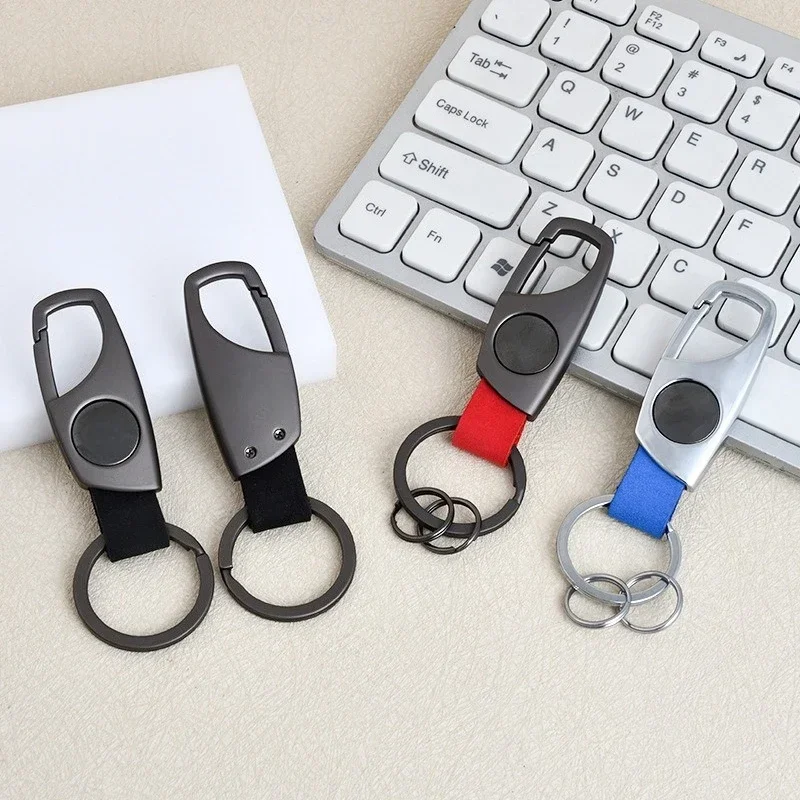 

Vintage Custom LOGO Genuine Cowhide Leather Keychain Pendant Laser Engrave Car Metal Keyring Personalized Name Key Chain Ring