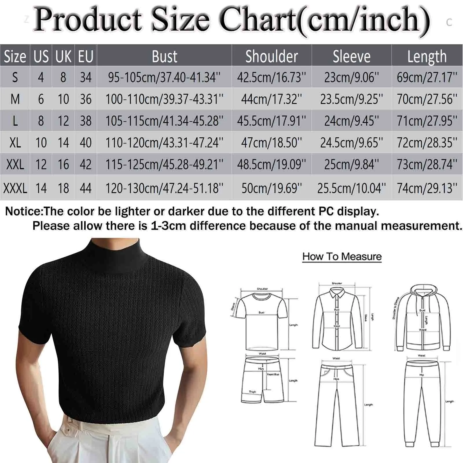 2023 Summer Tee Knitted Short Sleeve Half High Neck T-shirt Men\'s Slim Fit Pullover Round Neck Solid Knitting Shirt Korean Style