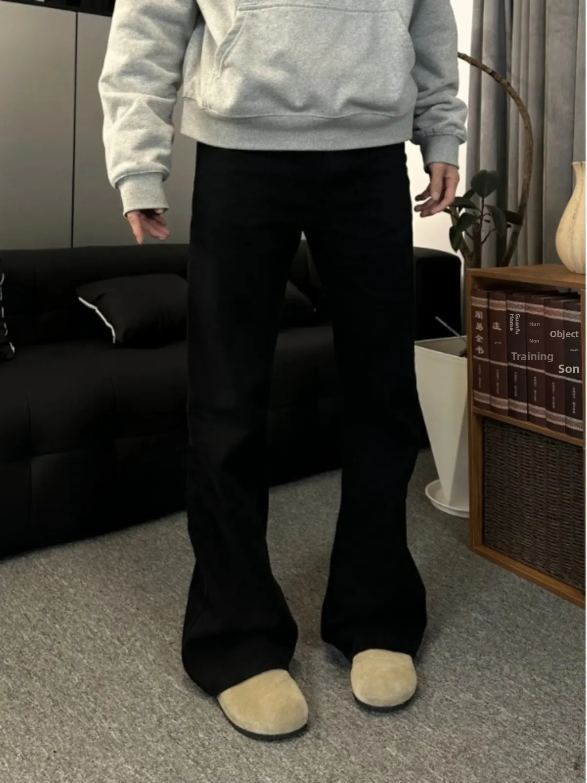 

Slim Fit American Vibe Bla Bell Bot Men's Jeans Trendy High Street Parisian Knife Straight Leg Jeans Casual Autumn Wear