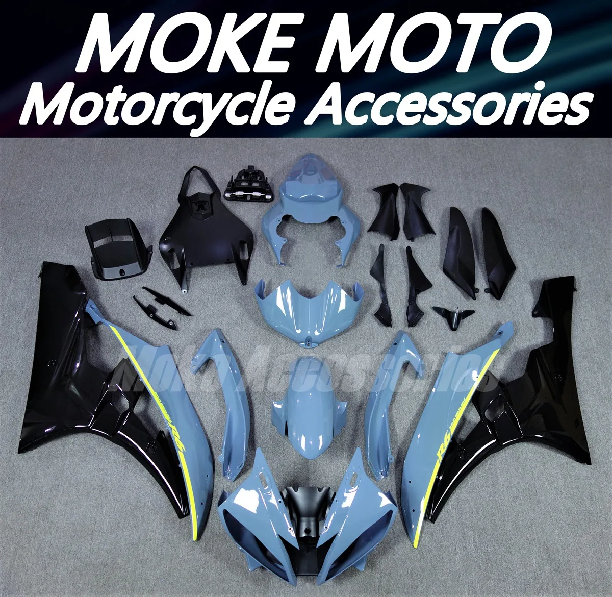 

Moke moto Motorcycle Fairings Kit Fit For Yzf-R6 2006-2007 Bodywork Set 06 07 Concrete Grey Neon Black