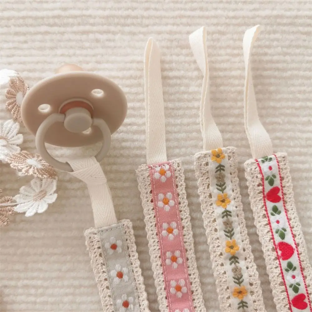 Ethnic Style Baby Cloth Pacifier Chain Embroidery Floral Teether Straps Soother Holder Dummy Clips Adjustable