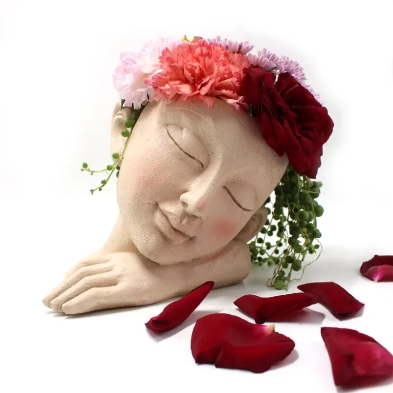 Succulent Flowerpot Minimalist Facial Art Planting Container Home Garden Decoration Resin Ornament