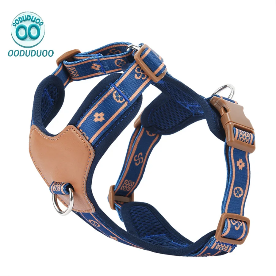 OODUDUOO الكلب تسخير قابل للتعديل حزام لربط الحيوانات الأليفة سترة للكلاب الصغيرة المتوسطة الحيوانات الأليفة شريط للصدر الفرنسية البلدغ جرو تشيهواهوا المقود مجموعة