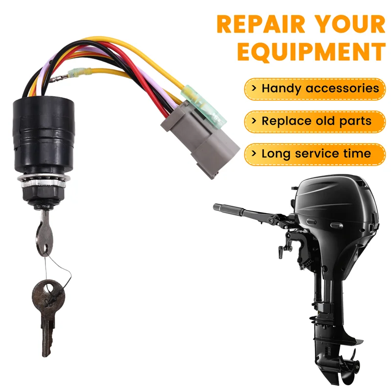 【Obniżka ceny! !】129572 Zespół Stacyjki Zapłonowej z Kluczykiem do Silników Zaburtowych Mercury Box Tracker, 2 Klucze, 3 Pozycje, 6 Złączek Przewodowych