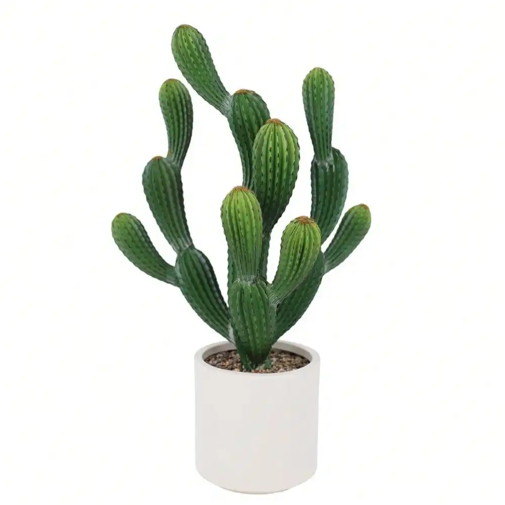 

Tall UV Resistant Artificial Cactus Plant, Realistic Texture Faux Desert Cacti Potted With White Planter, Fake Floor Plant For Indoor Outdoor Home Office Bedroom Porch Patio Garden Decor