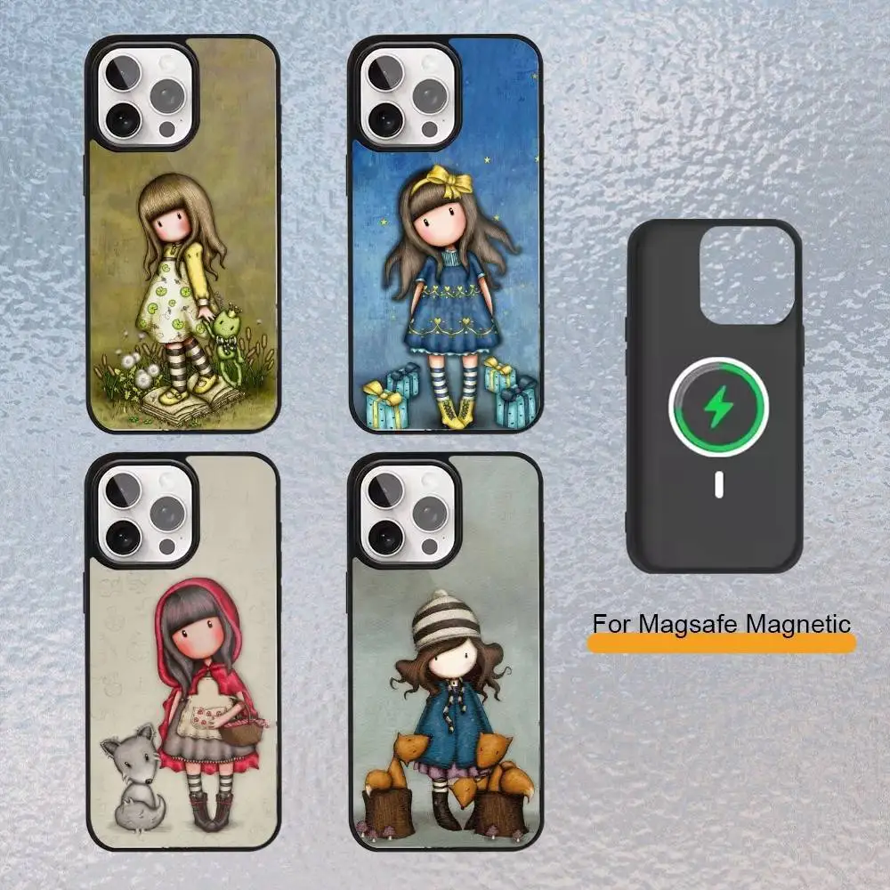 

Cute S-Santoro G-Gorjuss Phone Case for iPhone 17,16,15,14,13,12,11 Plus,Pro Max Magnetic Wireless Charging Cover