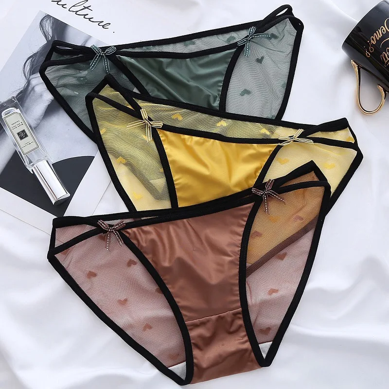 Women's Thong Delicate and Soft Lace Sexy Panties Charming New Mesh Lace-up Bow Briefs Low Waist Panties