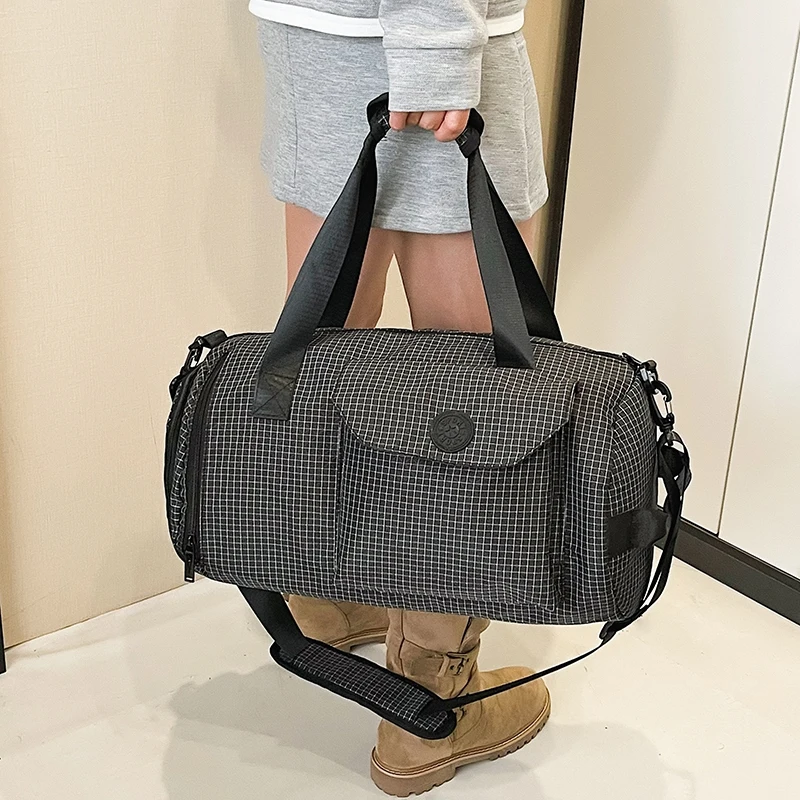 

Новая зимняя женская сумка для багажа с ручкой тележки, нейлоновая ткань, стильная дорожная сумка для кемпинга, пешего туризма, треккинга, сумка на короткие расстояния