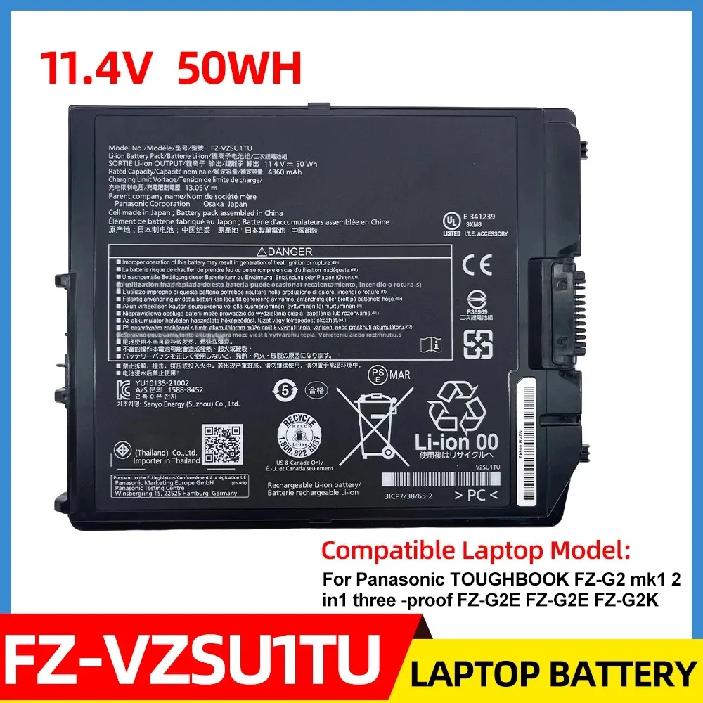 

New FZ-VZSU1TU Battery For Panasonic TOUGHBOOK FZ-G2 mk1 2 in 1 three -proof tablet computer 11.4V 50WH 4360mAh Model
