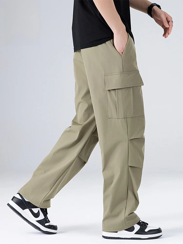 

Rn мужские повседневные брюки цвета хаки, новинка 2025, осень-зима, трендовые свободные универсальные износостойкие спортивные прямые брюки, мужская одежда