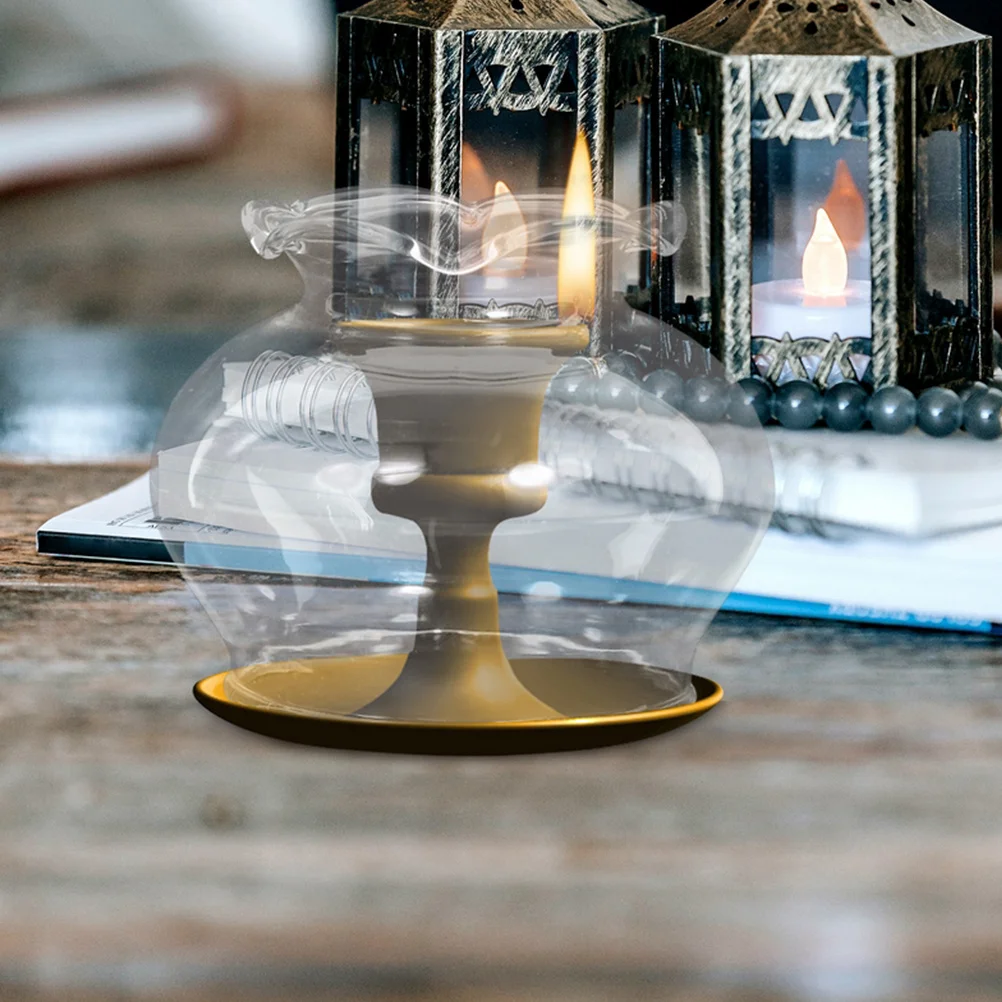 

2Pcs Thickened Clear Glass Lampshade Oil Lamp Chimney Replacement Windproof Cover for Home Garden Lamp Accessories