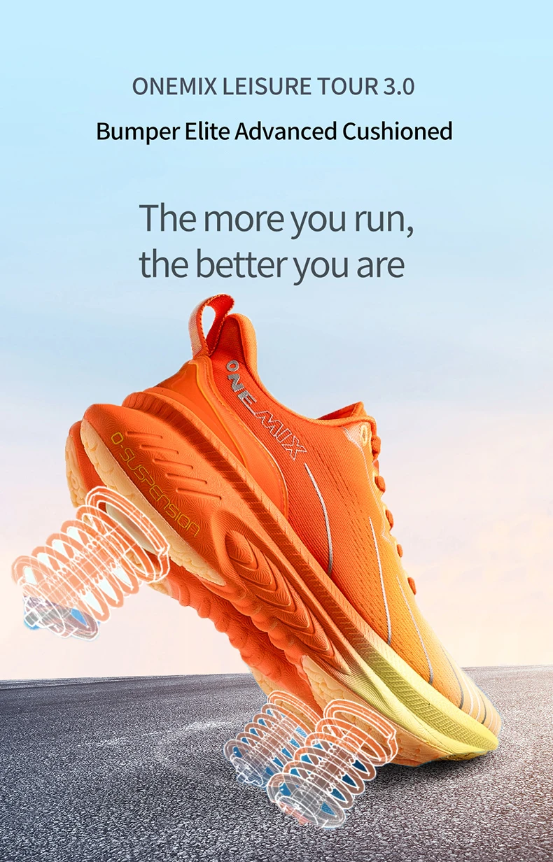 ONEMIX Bumper Elite Herren-Laufschuhe mit Dämpfung, robuste, rutschfeste Outdoor-Sportschuhe, Schnür-Sportschuhe für Marathon – Detail 1