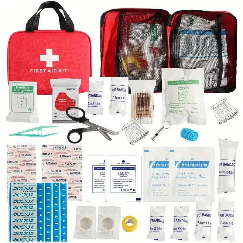 Kit de primeiros socorros multiuso grande, kit de primeiros socorros portátil para caça ao ar livre, caminhadas, camping, incluindo suprimentos de emergência