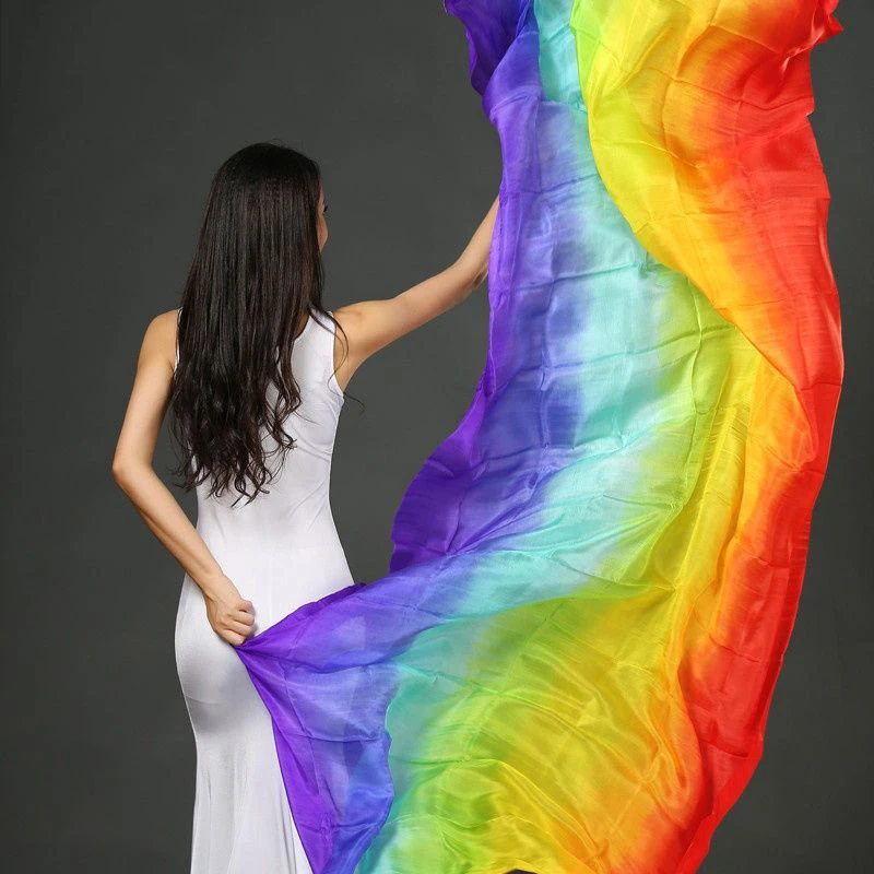الحرير الرقص الشرقي الحجاب اليد مصبوغ التدرج خفيفة الوزن Dancewear وشاح الرقص التقليدي شالات العروض الدعائم 250x1140cm