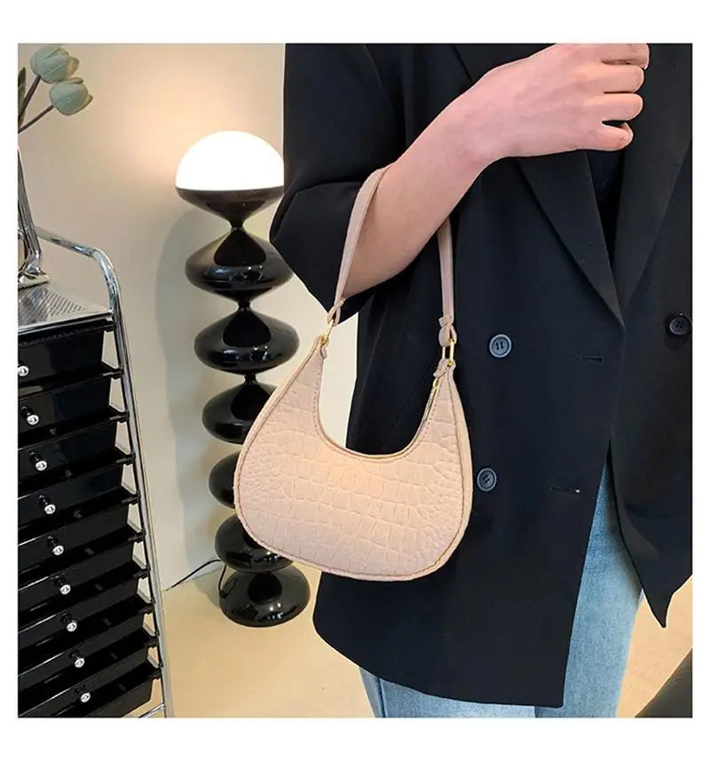 Women\'s Bag Felt Handbag Fashion Underarm Bag Designer 2024 New Fashion Shoulder Bags Crescent Saddle Bag For Ladies Armpit Bag