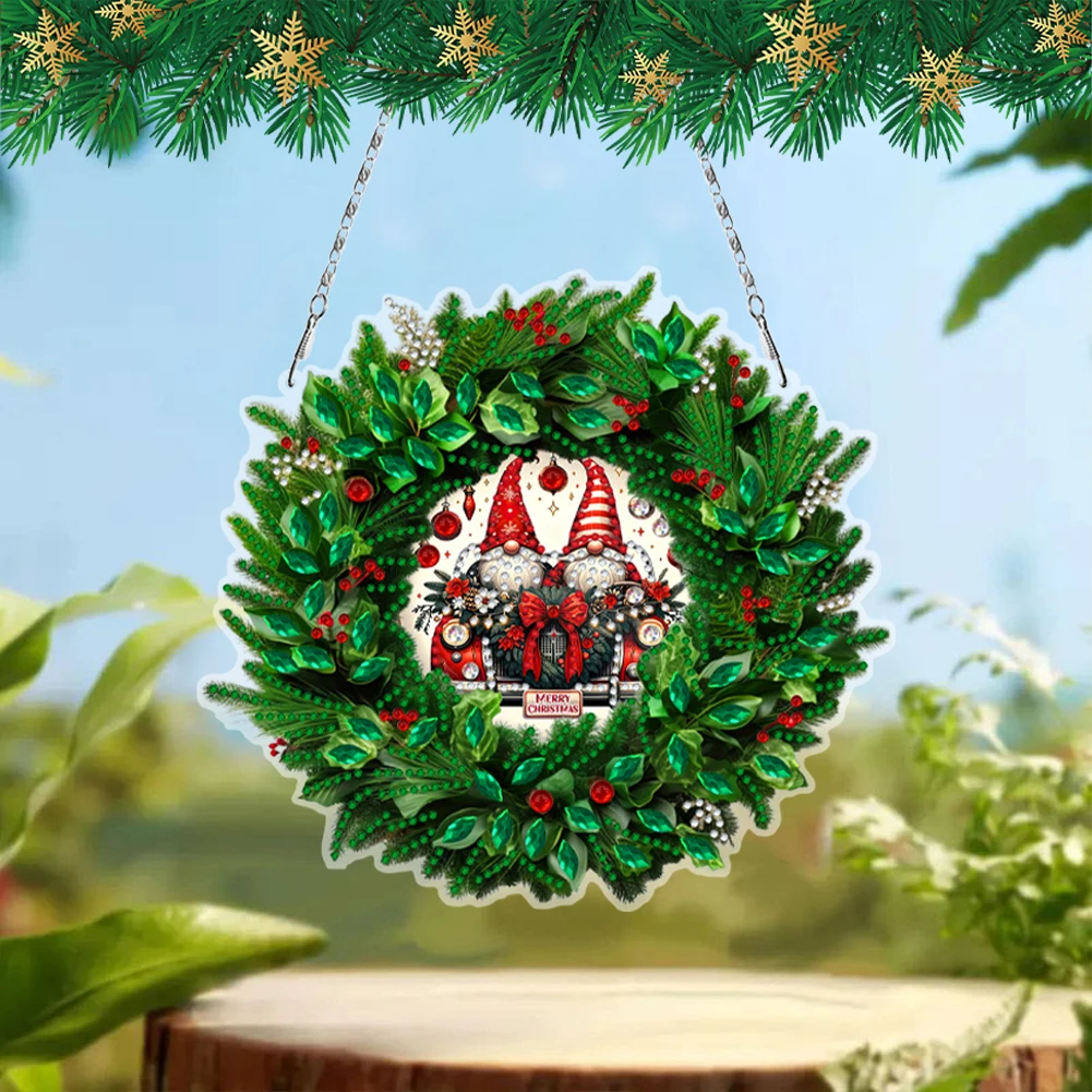

Christmas 2D Flat DIY Hanging Diamond Art Kits Rhinestone Diamond Art Window Pendants Diamond Art Pendant Wall Door Decoration