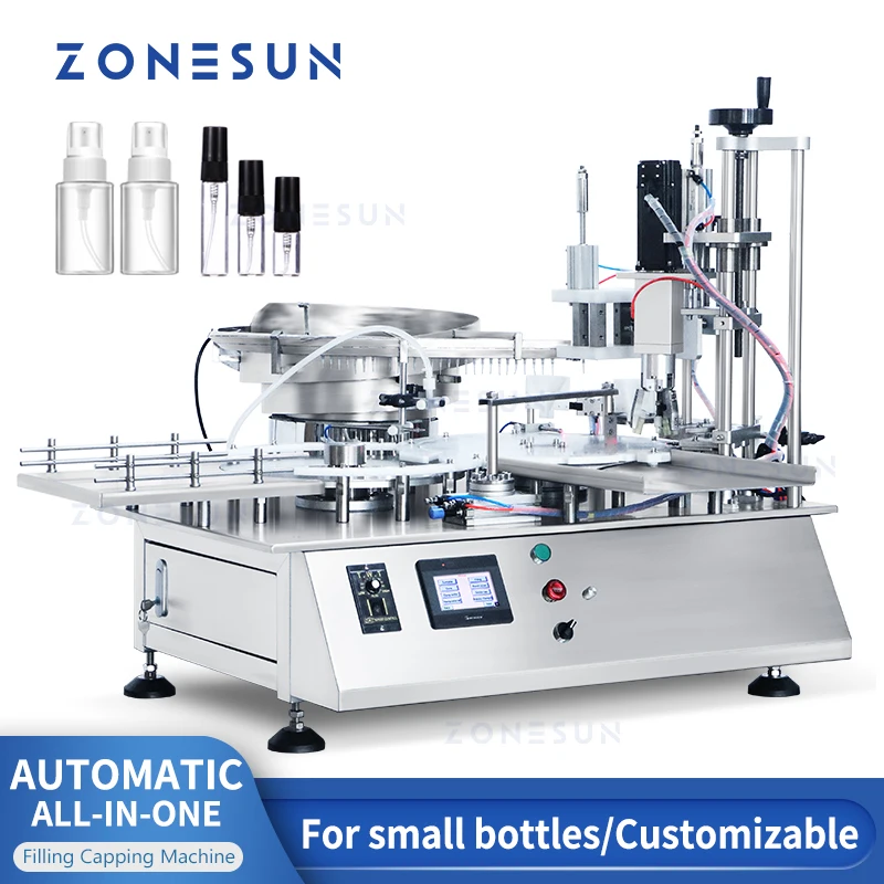 ZONESUN ZS-AFC7 Automatic Vial Bottle Liquid Filling Capping Machine Magnetic Pump Dropper Essential Perfume Eyedrop Filler