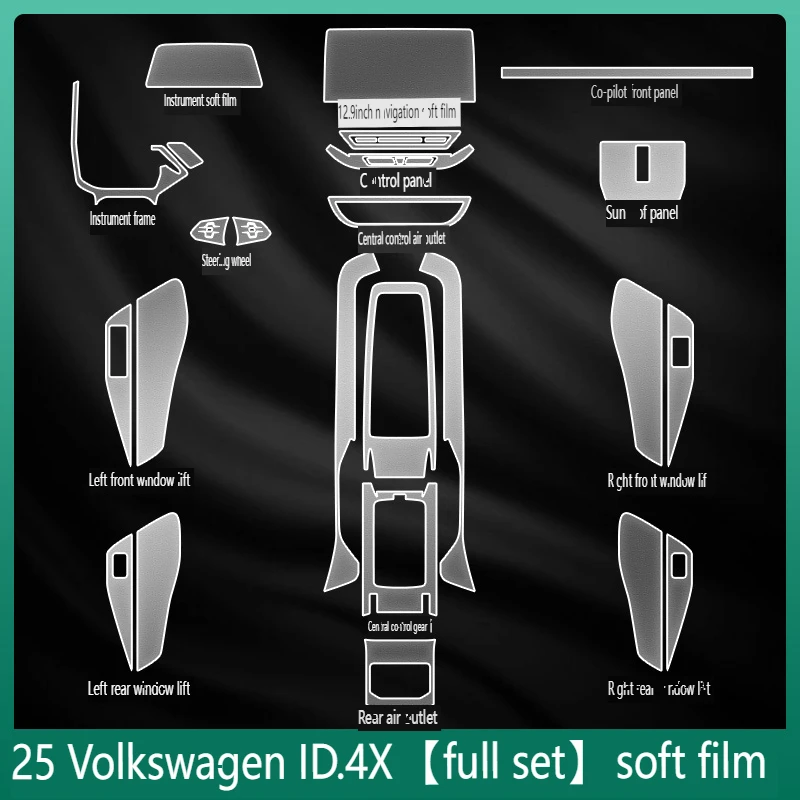 Tpu Transparent Film for 2025 Volkswagen ID.4X Car Interior Sticker Console Dashboard Screen Protective Film Decor Accessories