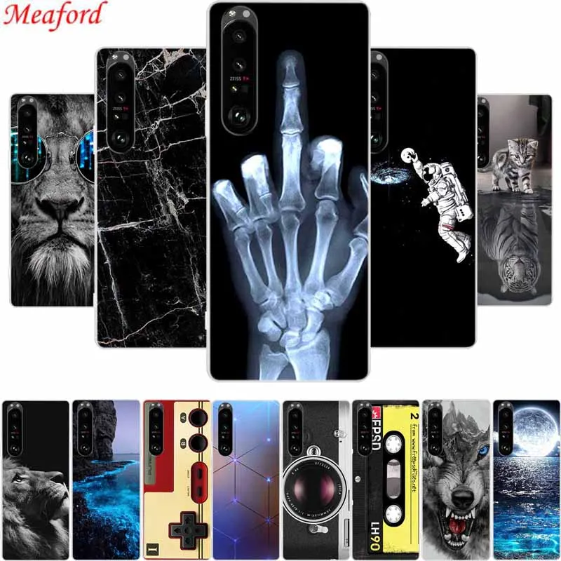 Para Sony 1 III Funda Lobo León gato suave transparente TPU Funda trasera de silicona para Sony Xperia 1 III Funda de teléfono 6,5 Funda Coque