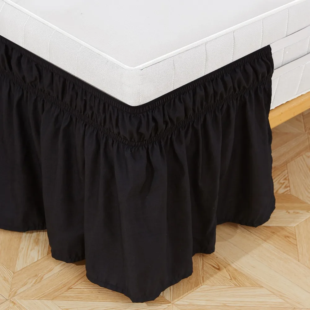 New Polyester Bed Skirt Removable Bed Side Decorations Bed Ruffles Solid Color Elastic Bed Side Skirt Home