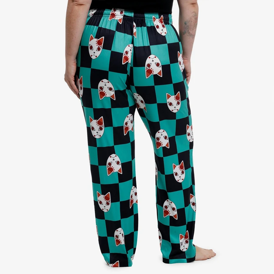 Bandai demon slayer tanjiro máscara allover impressão adulto crianças lounge calças de sono verão de secagem rápida confortável leve calças de perna l