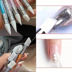 5pcs Double-ended Silicone Pen Nail Art Carving Pen Gradient Rendering Spot Drill Engraving Pen Super Soft Nail Tool Accessories