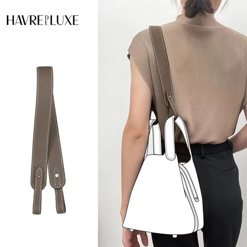 HAVREDELUXE Bag Strap For HERMES Picotin Bag  Shoulder Leather Strap Cowhide Togo Lychee Pattern Diagonal Shoulder Bag Strap