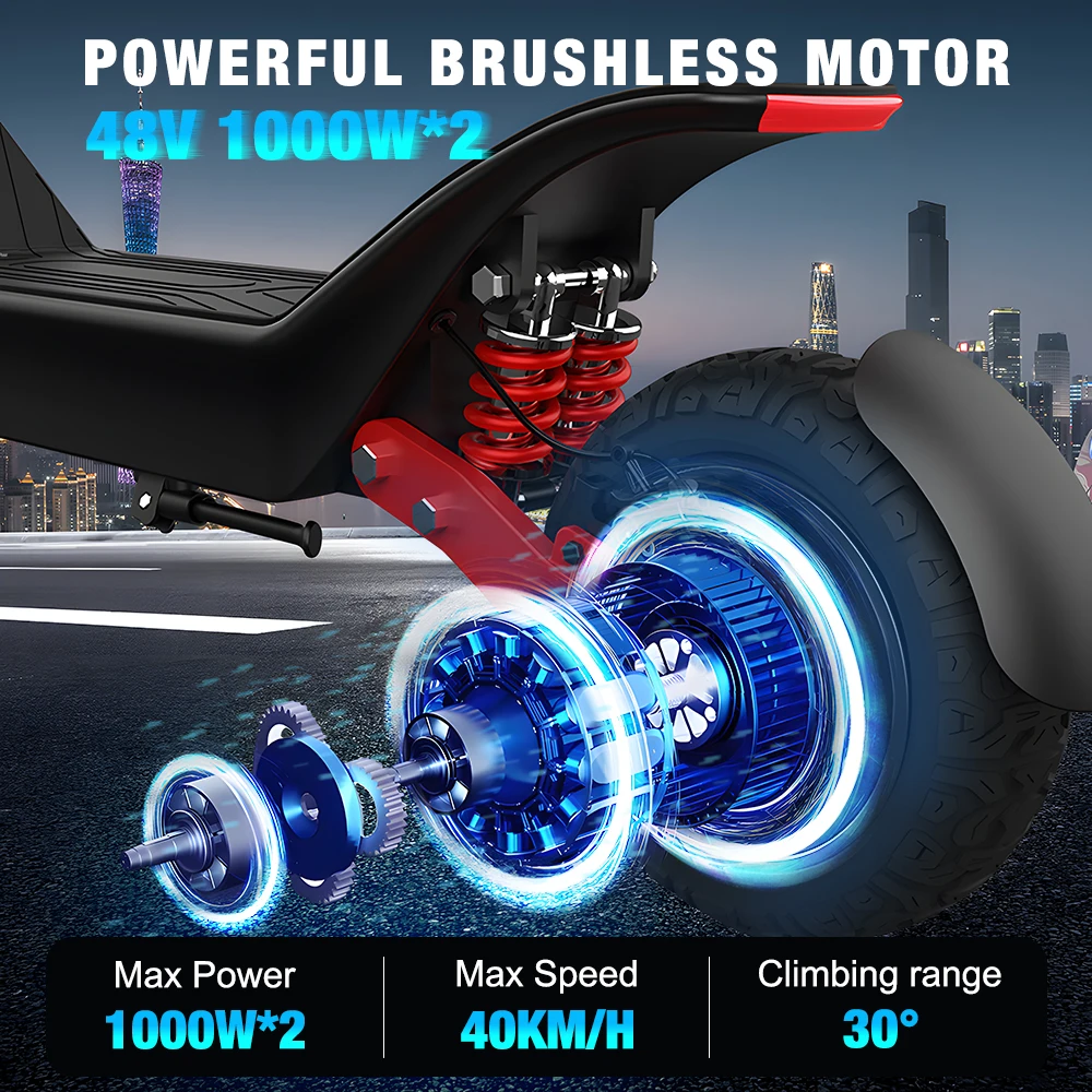 HX X10 48V Powerful Electric Scooter Adult 2000W 18.2AH Electric Kick Scooter Foldable 11.0 inch Self-Balance E Scooter