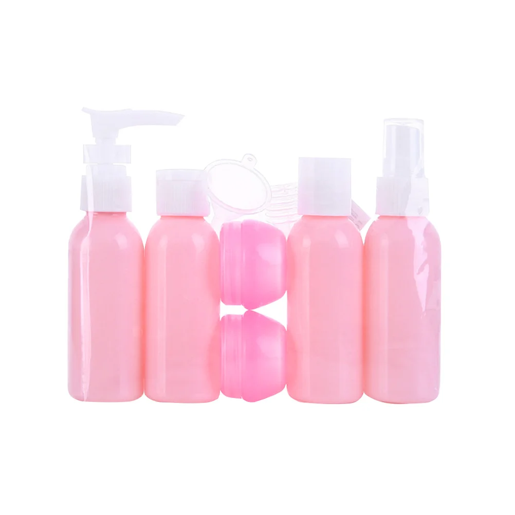 

6Pcs Safe Pe PP Material Travel Bottle Set for Shampoo Lotion Cream with Spoon Pink Travel Makeup Bottle Shampoo Container