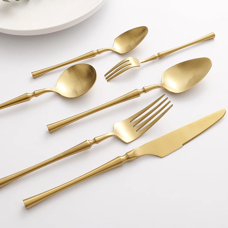 Gold Matte Tableware Cutlery Set Dishwasher Safe 18/10 Stainless Steel Fork Spoon Knife Utensils for Kitchen Appliance Sets