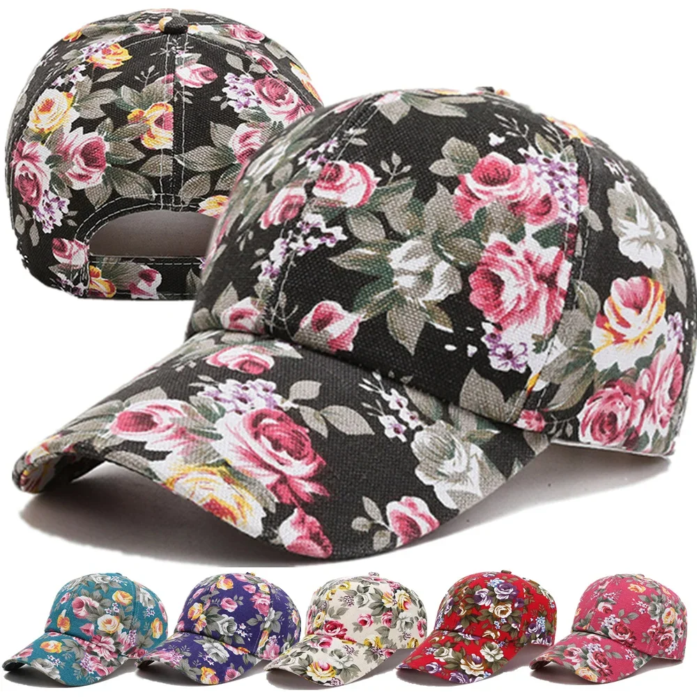 Fashion Women's Summer Cap Floral Print Trucker Hat Outdoor Streetwear Cap Female Baseball Cap With Flowers And Plants Design