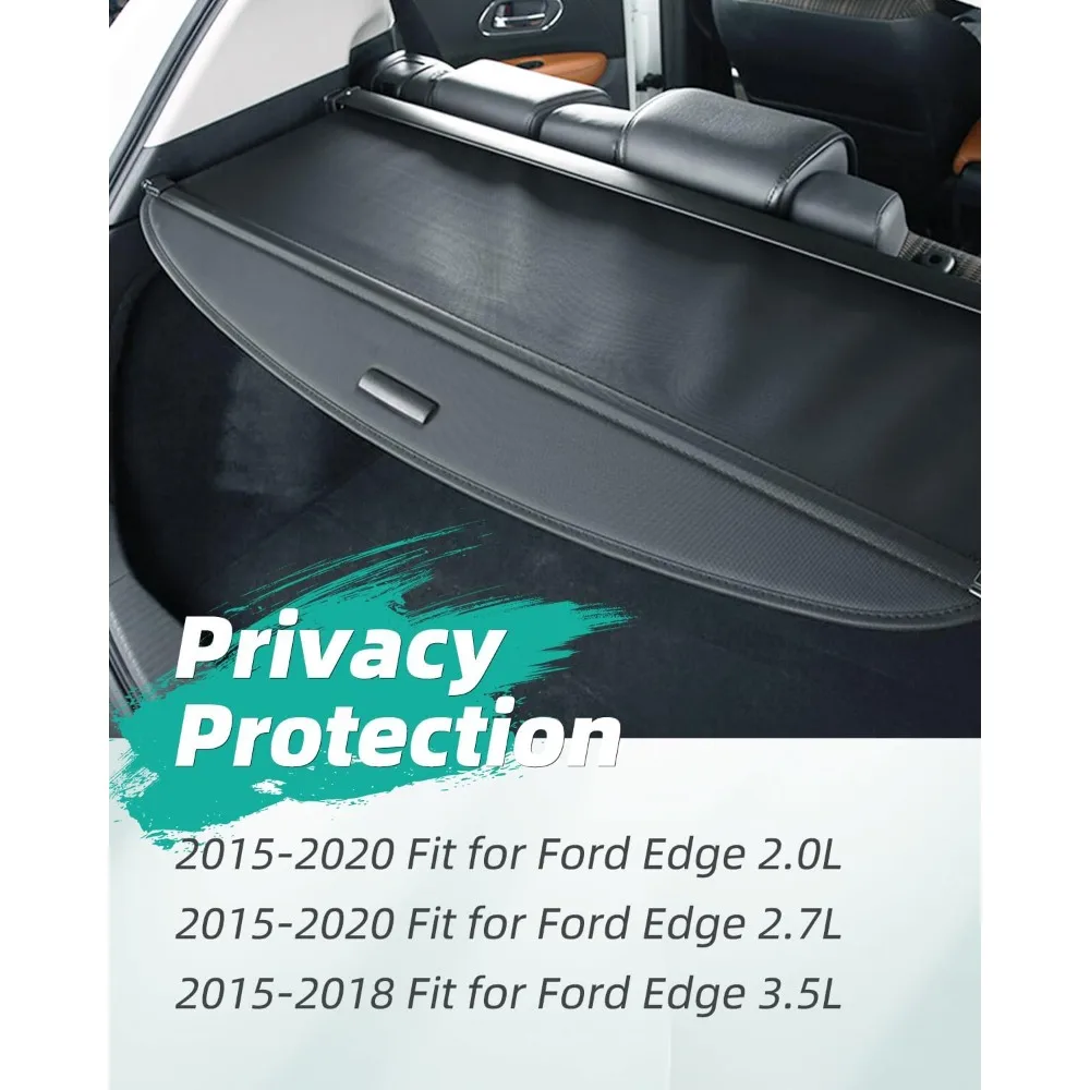 SCITOO Retractable Rear Cargo Cover Shade for 2015-2023 Fit for Ford Edge 2.0L Rear Trunk Retractable Security Shade Cover