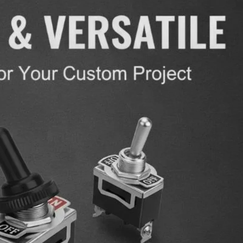 Toggle Switch 6Pcs Heat Resistant 2 Pin 2 Position ON OFF Rocker Switch with Waterproof Cap for DIY Electronic Projects