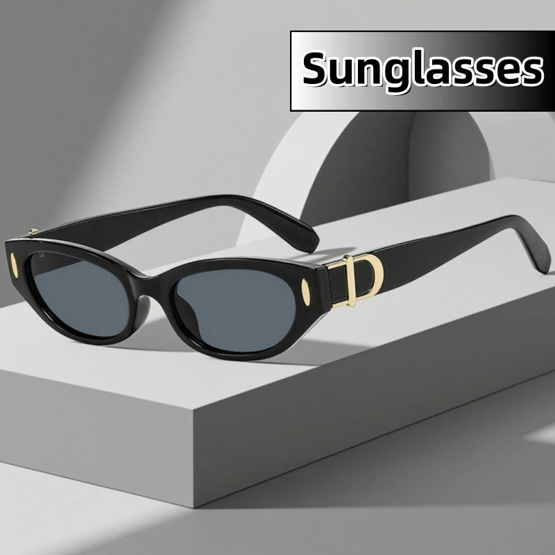 

2025 Elegant Fashionable Small Framed Cat Eye Sunglasses Women and Men Fashionable Street Photography UV Resistant Glasses