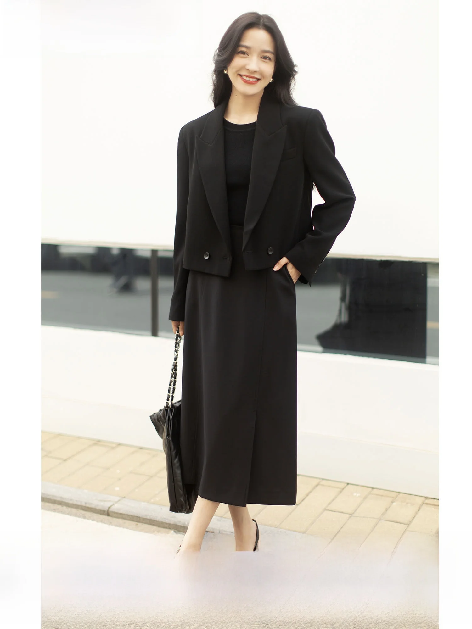 

Ele ort Suit Jaet Vintage Sli Easy Care Polyester Fabric Long Sve Button up Women's Commute Sle Faion