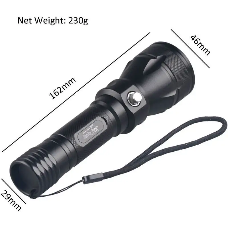 Underwater Fishing Lantern Powerful Strong T6 LED 3-Mode Waterproof IPx8 Professional Scuba Diving Flashlight with Strobe Light